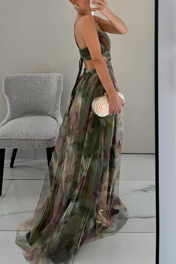 Frederika – Elegant Maxi Kjole med Romantisk Blomsterprint