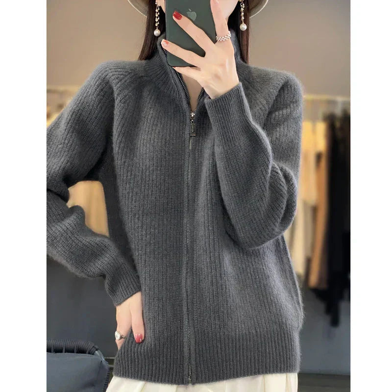 Beate | Kvinders Vinter Zip-Up Cardigan