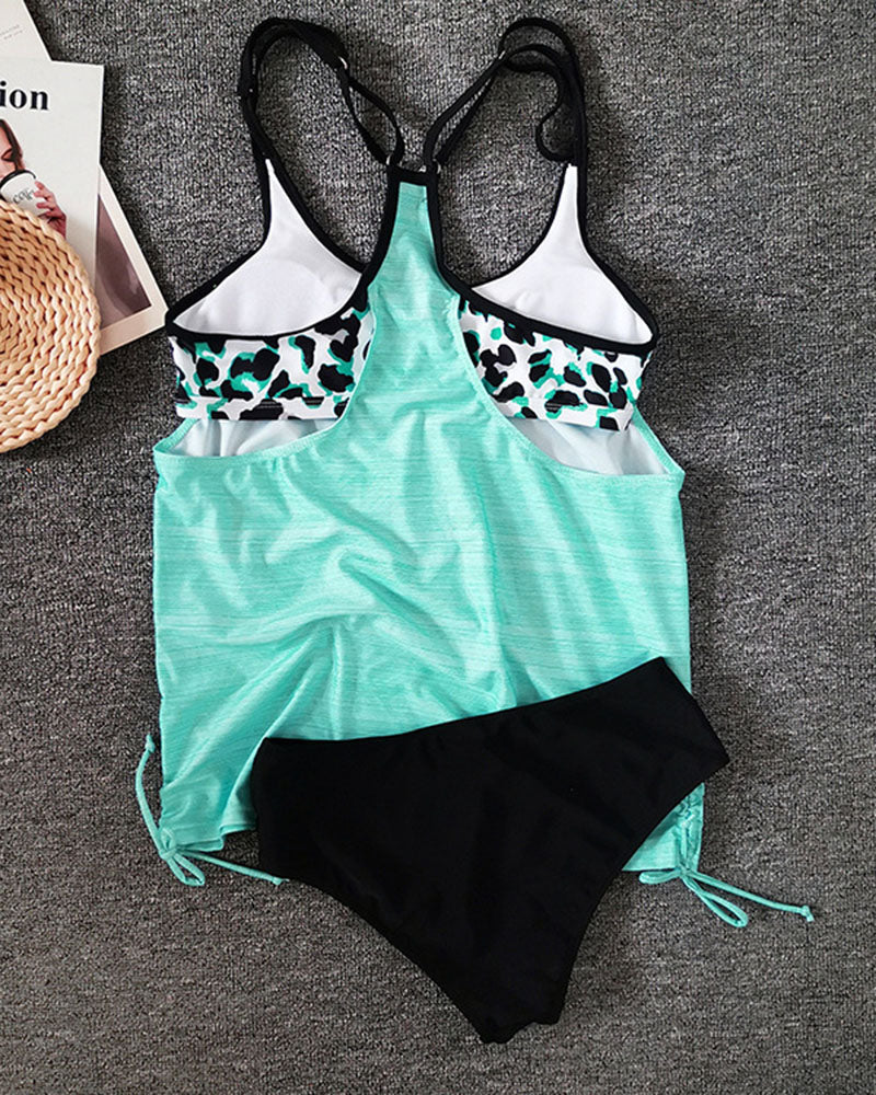 Ingeborg - Leopardmønstret Tankini i Enfarge