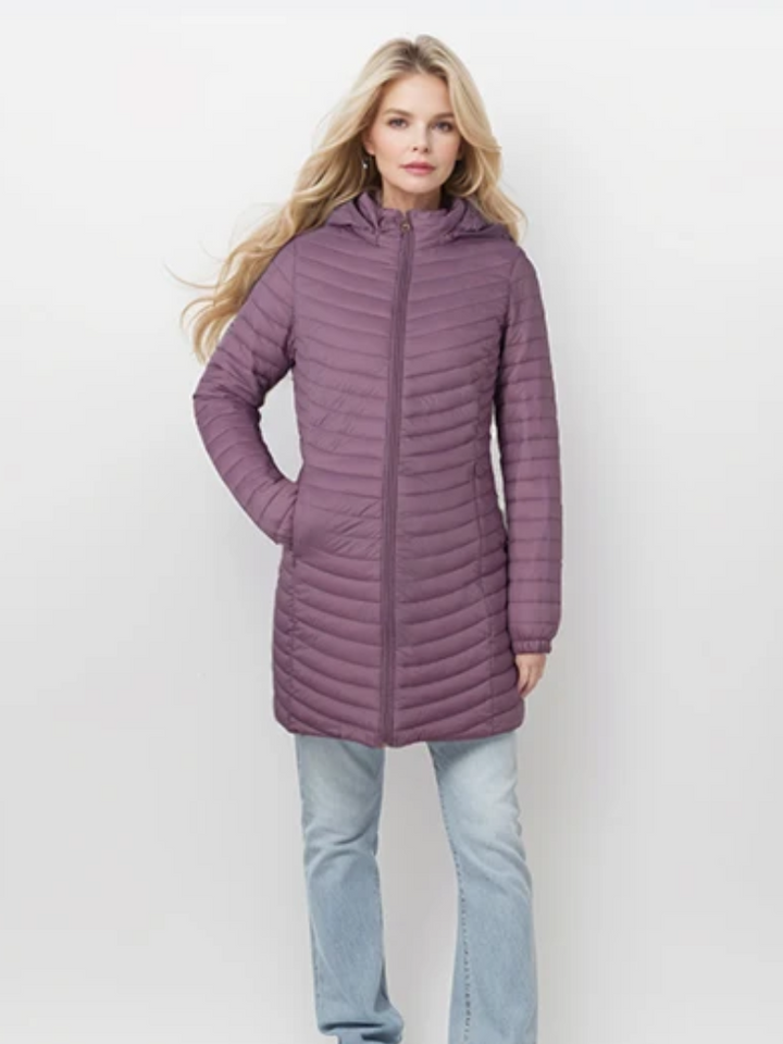 Lizette | Vinter Kvinders Dynejakke med Hætte og Lynlås