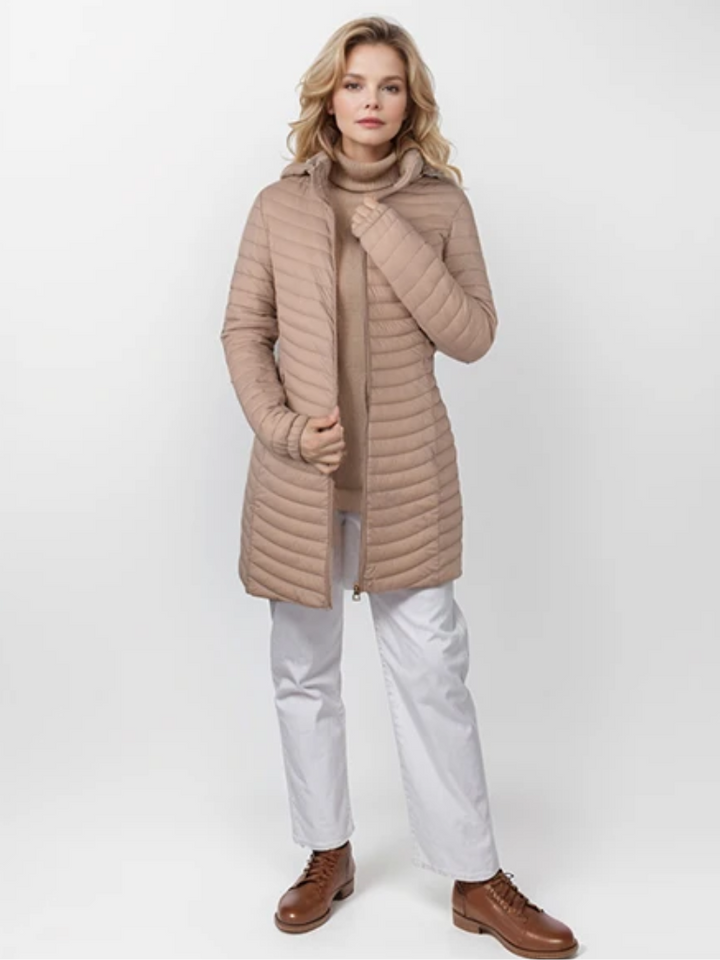 Lizette | Vinter Kvinders Dynejakke med Hætte og Lynlås