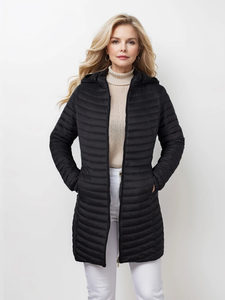 Lizette | Vinter Kvinders Dynejakke med Hætte og Lynlås