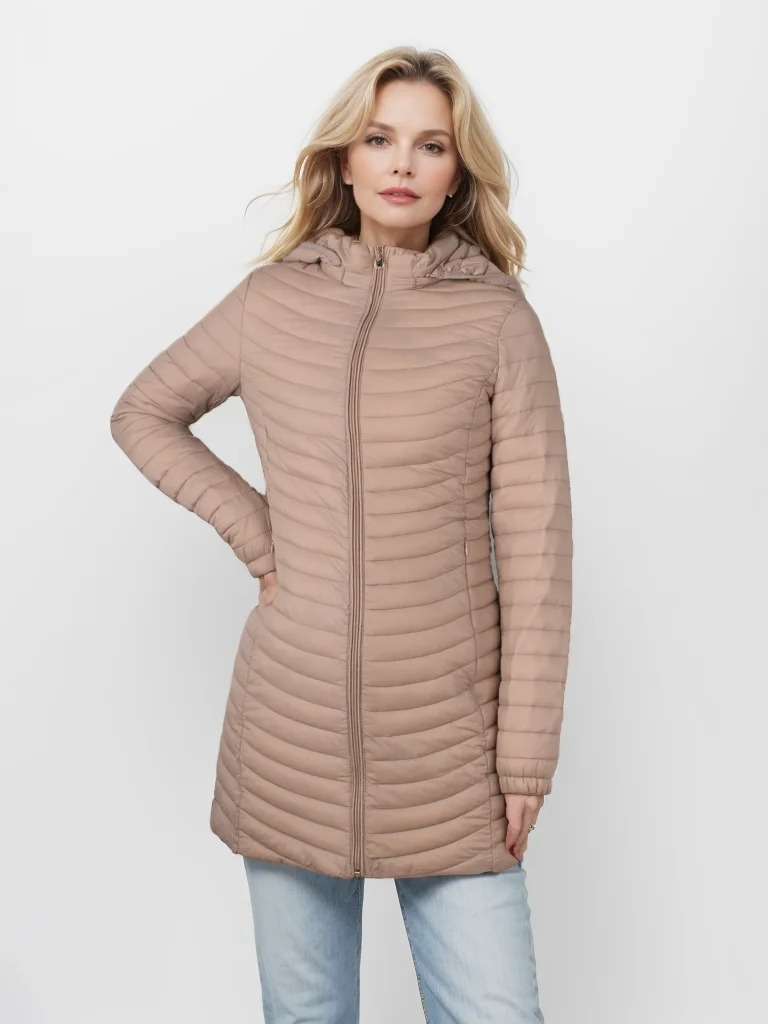 Lizette | Vinter Kvinders Dynejakke med Hætte og Lynlås