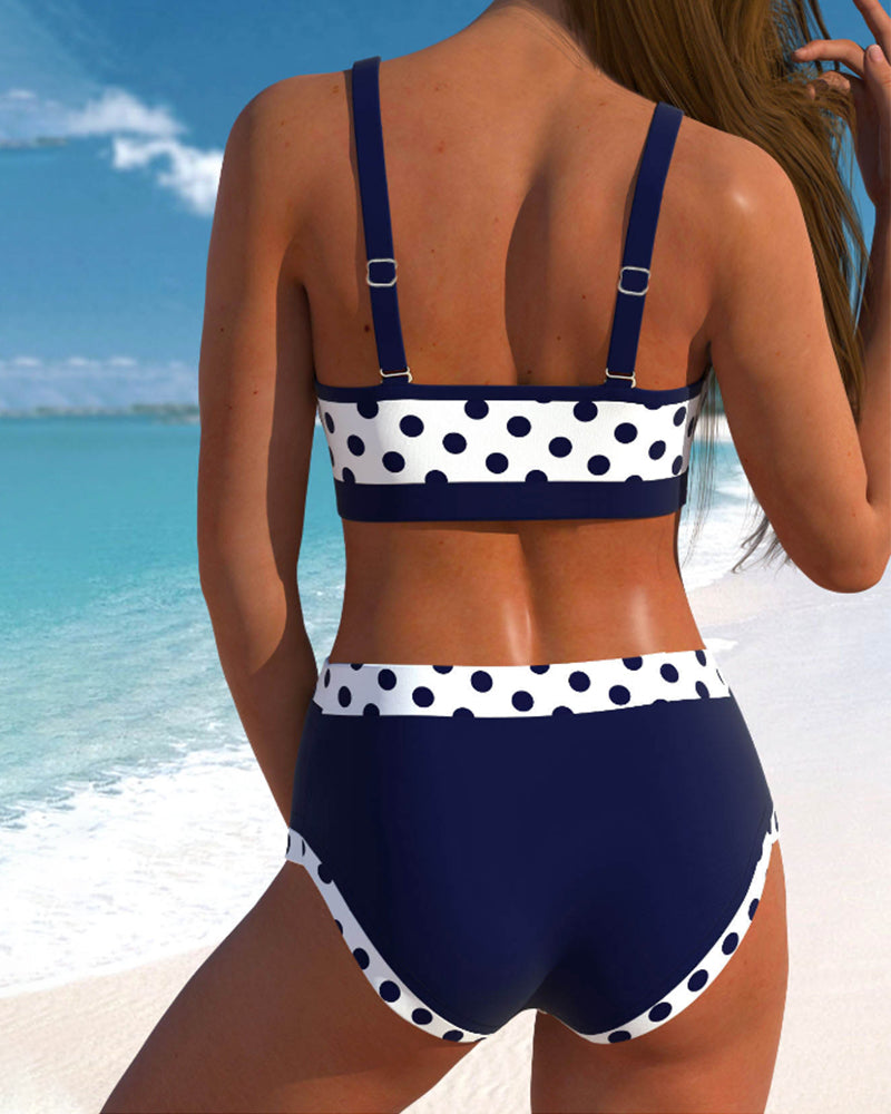 Lisbet - Højtaljet Prikket Patchwork Bikini