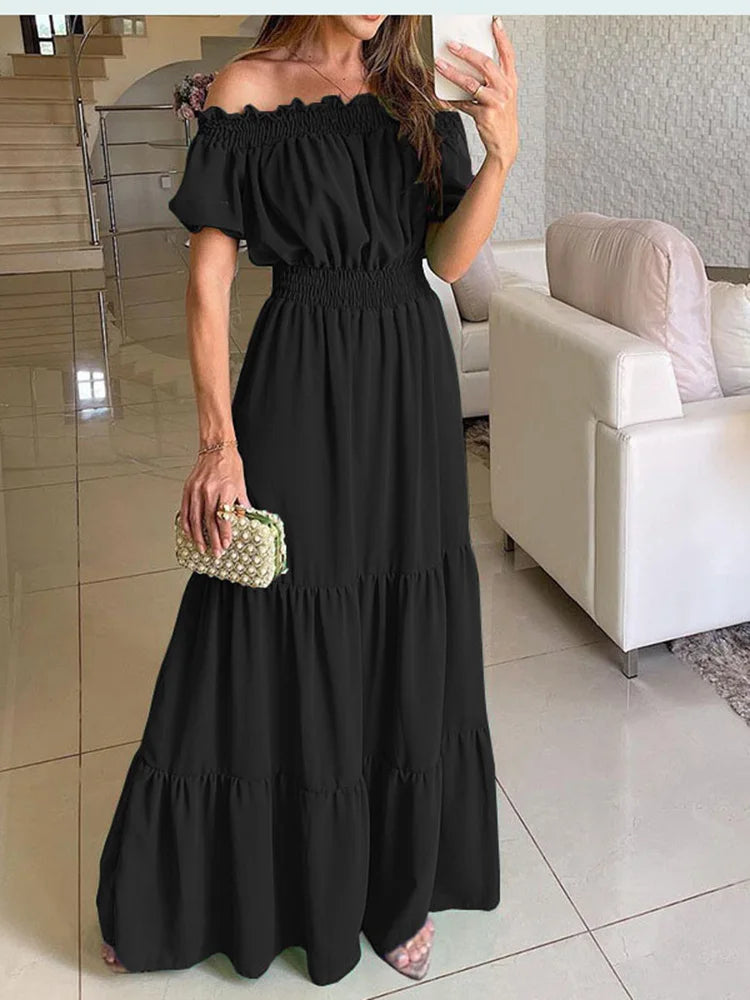 Isabella – Elegant Off-Shoulder Maxi Kjole