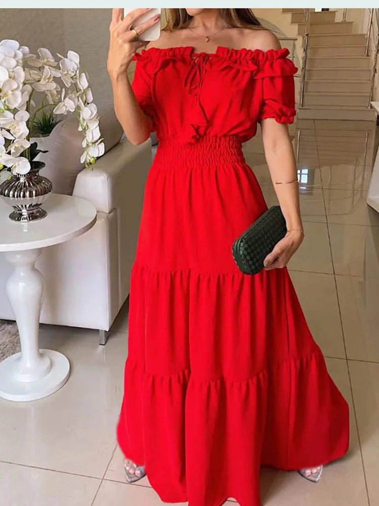 Isabella – Elegant Off-Shoulder Maxi Kjole