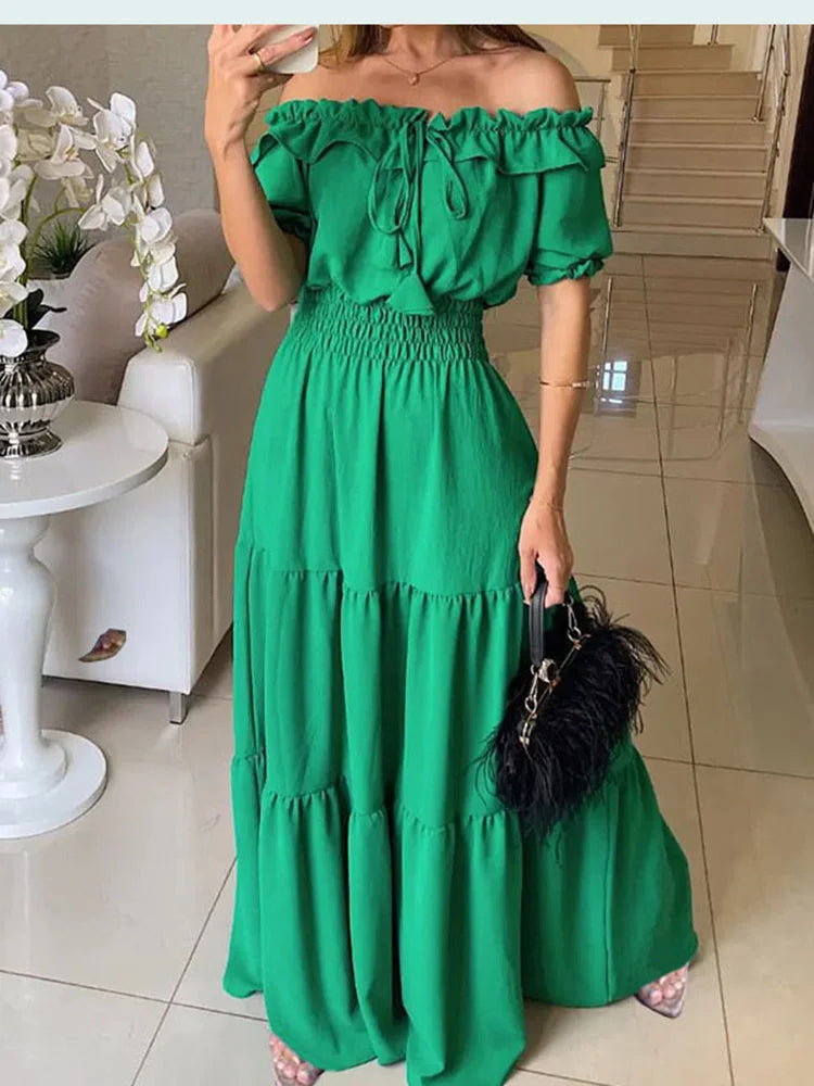 Isabella – Elegant Off-Shoulder Maxi Kjole