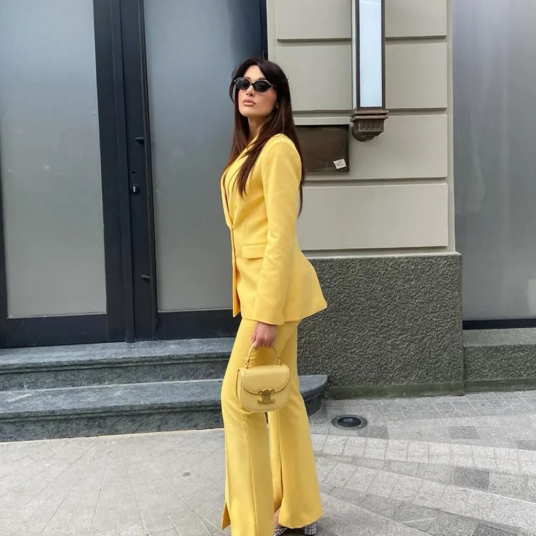 Adele | Elegant Formelt Sæt med Skræddersyet Lang Blazer til Dame