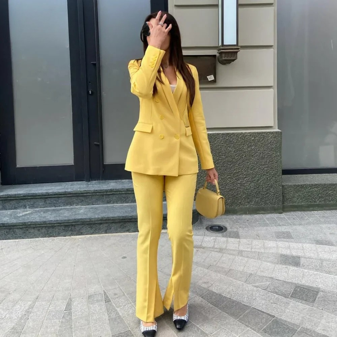 Adele | Elegant Formelt Sæt med Skræddersyet Lang Blazer til Dame