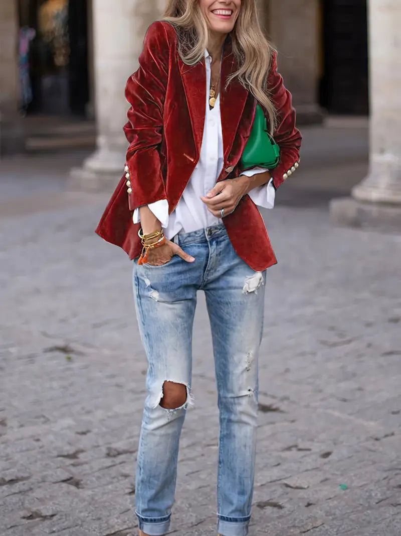 Astrid | Elegant Blazer i Blød Velour