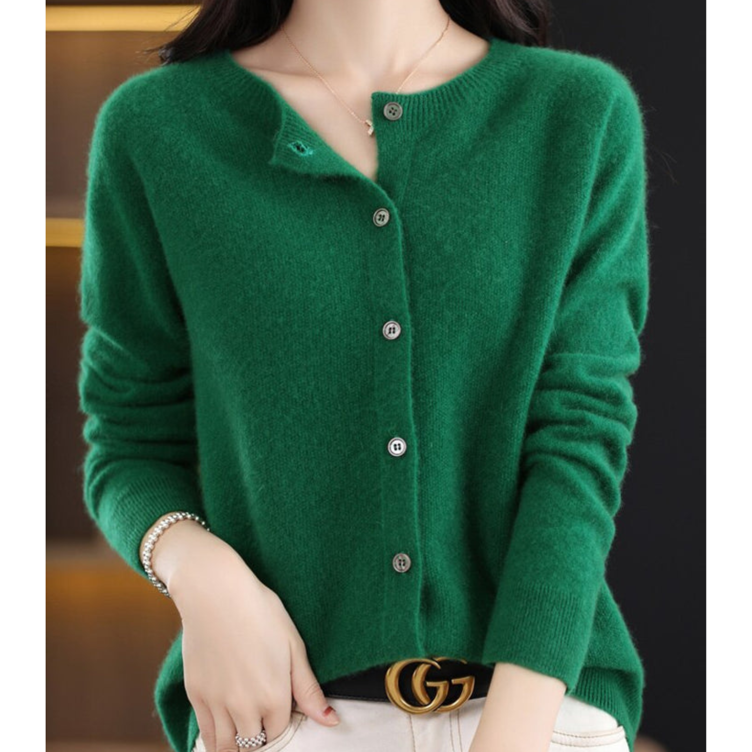Alette | Dame Vinter Knappet Strikket Cardigan