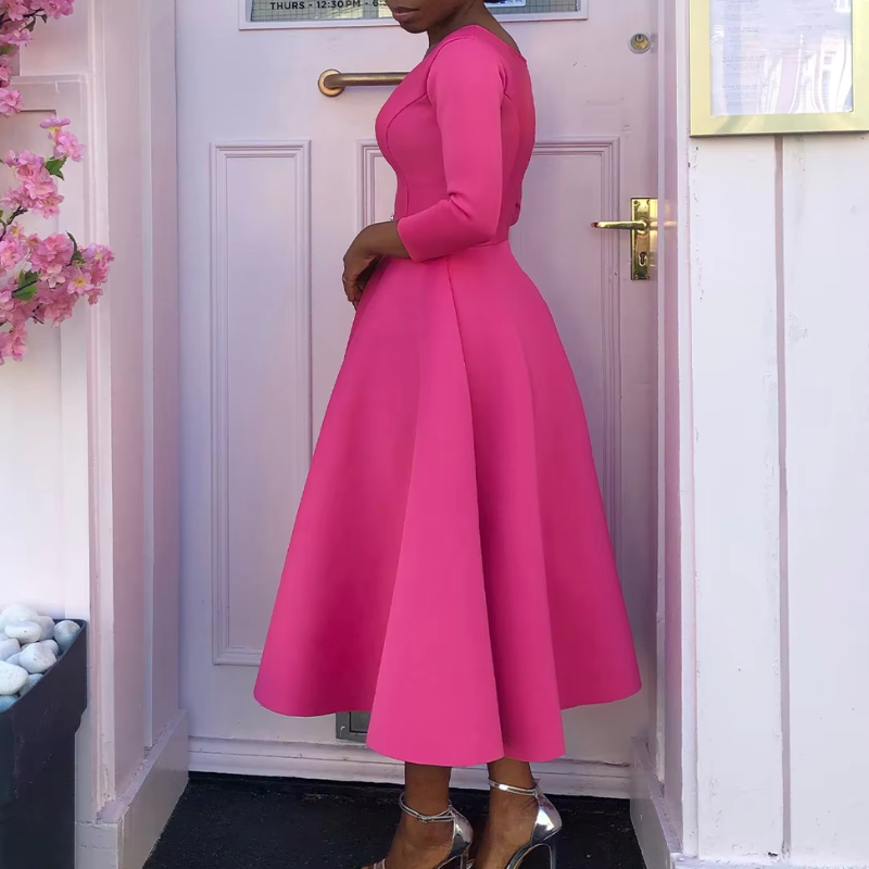 Oline | Kvinders Rundhalset Udsvinget Midikjole