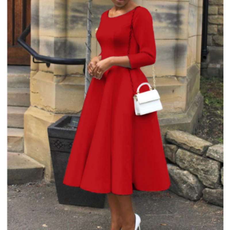 Oline | Kvinders Rundhalset Udsvinget Midikjole