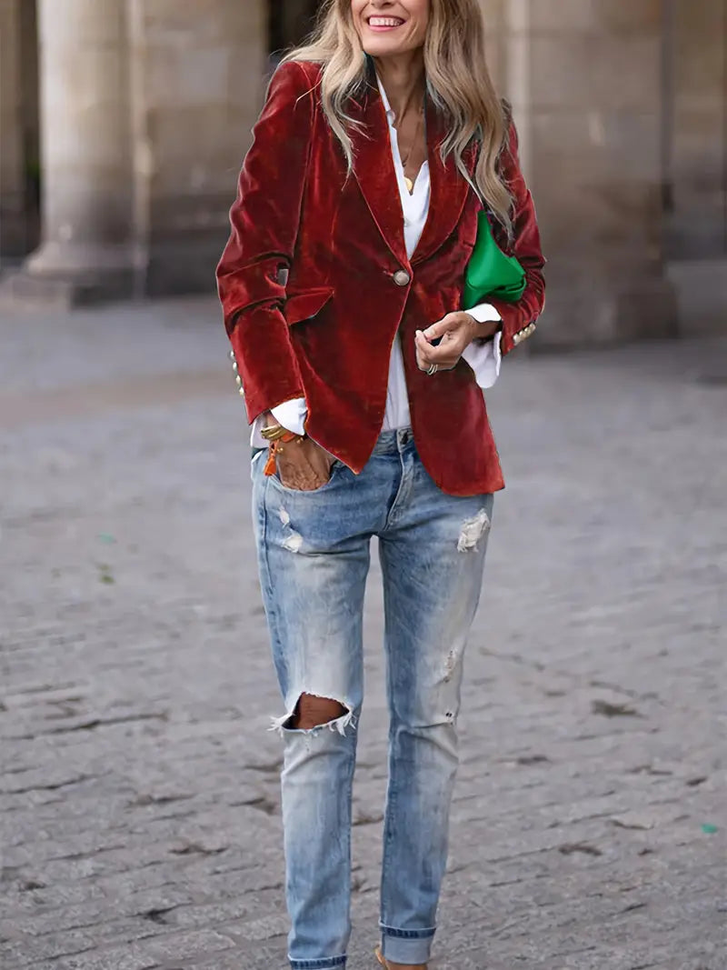 Astrid | Elegant Blazer i Blød Velour