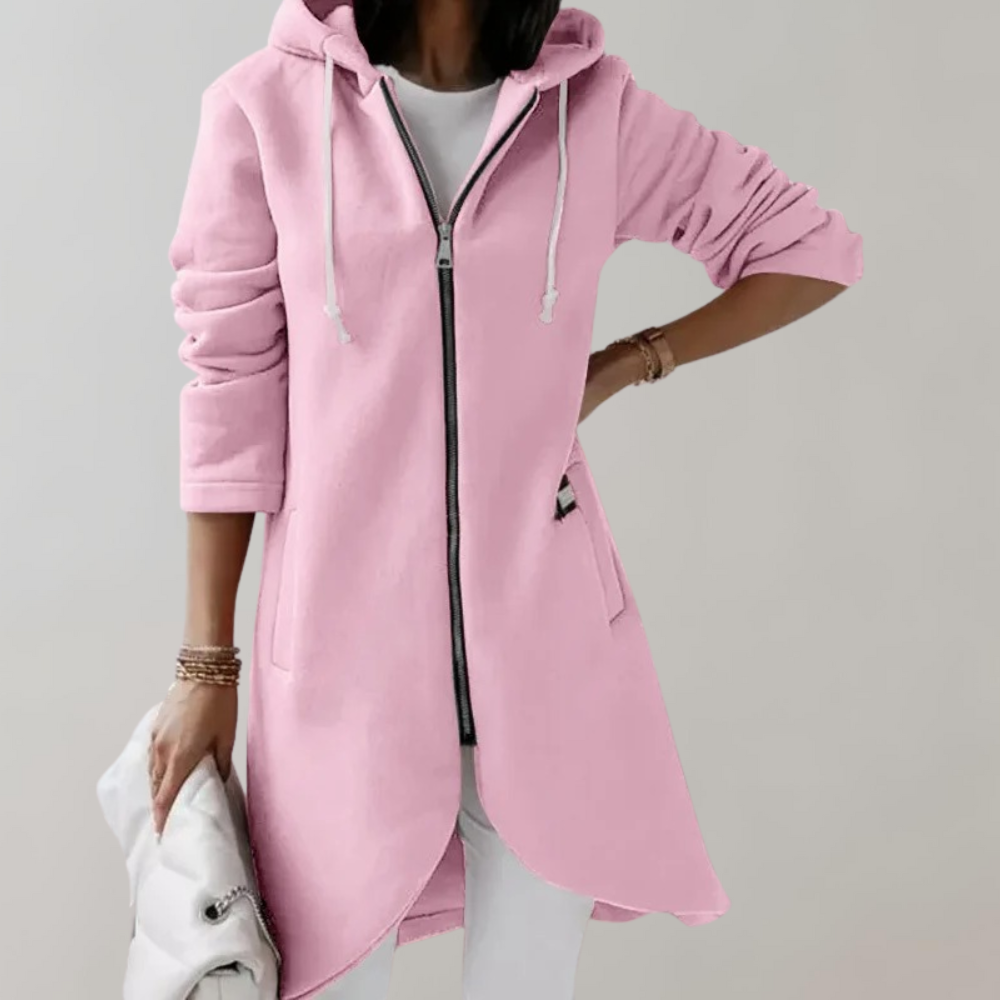 Lise | Kvinders Lang Lynlås Hættetrøje Jakke