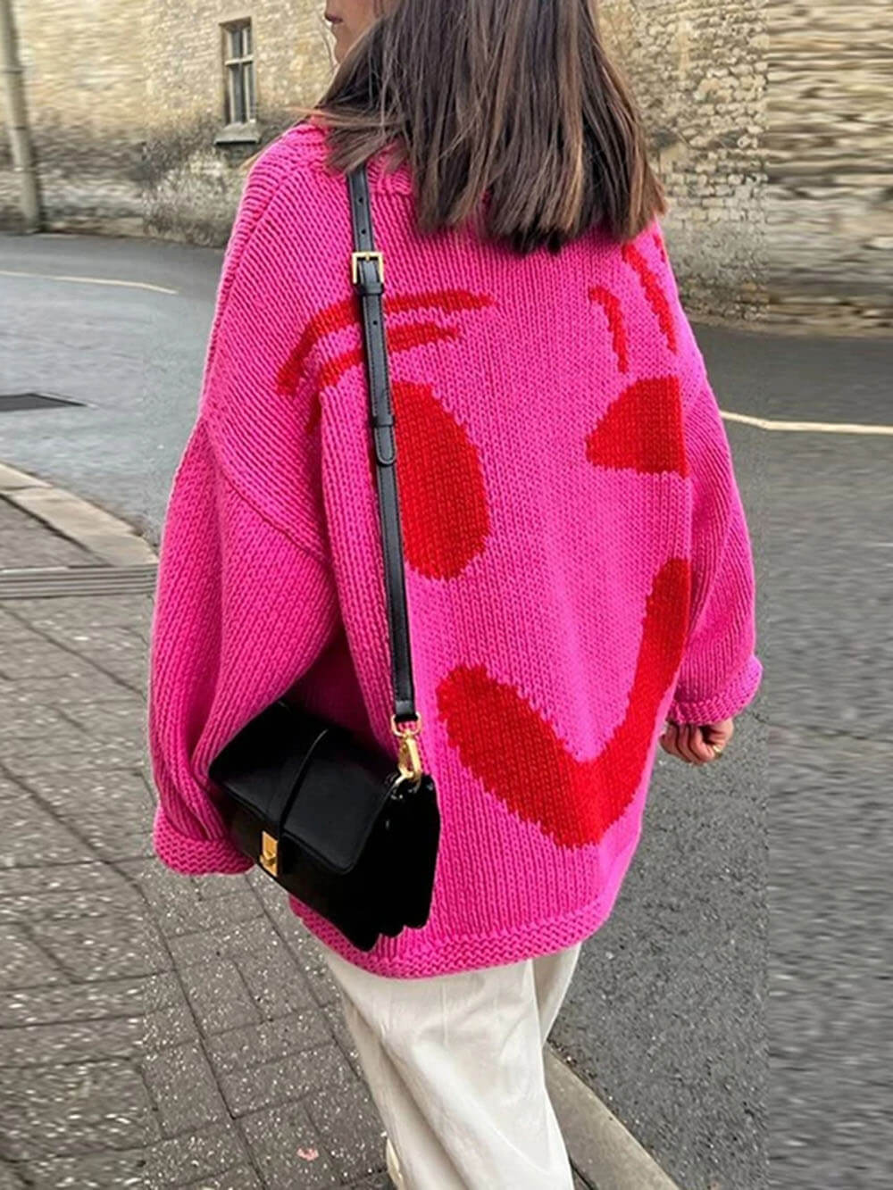 Birthe | Dame Vinter Casual Pullover med Smile-Print