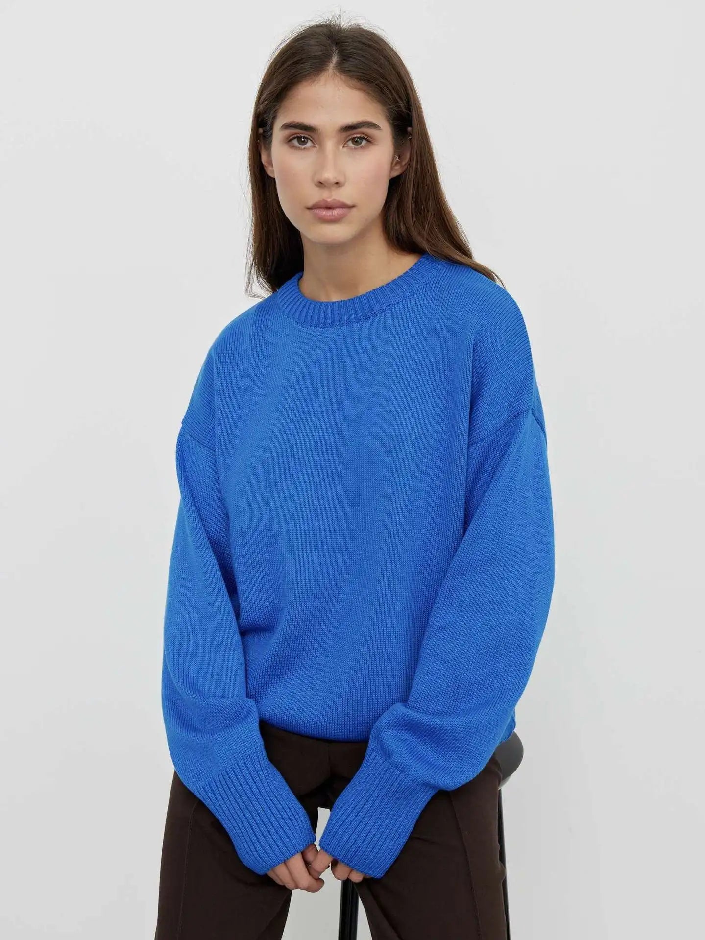 Amalie | Dame Løs Strikket Casual Pullover
