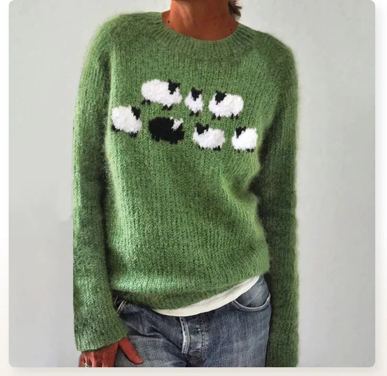 Trine - Retro strikket trøje med blødt materialer