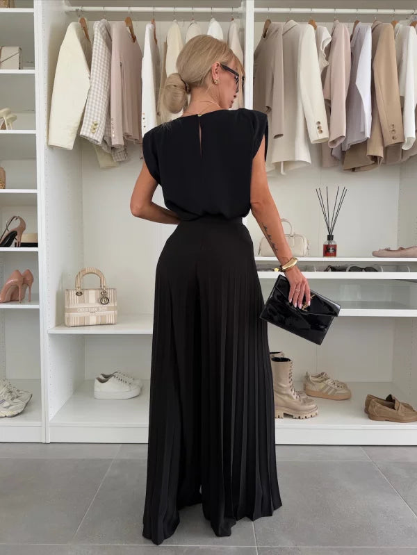 Anna | Chic Kvinders Sæt med Plisserede Bukser og Top