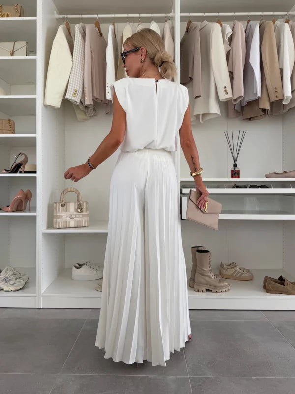 Anna | Chic Kvinders Sæt med Plisserede Bukser og Top