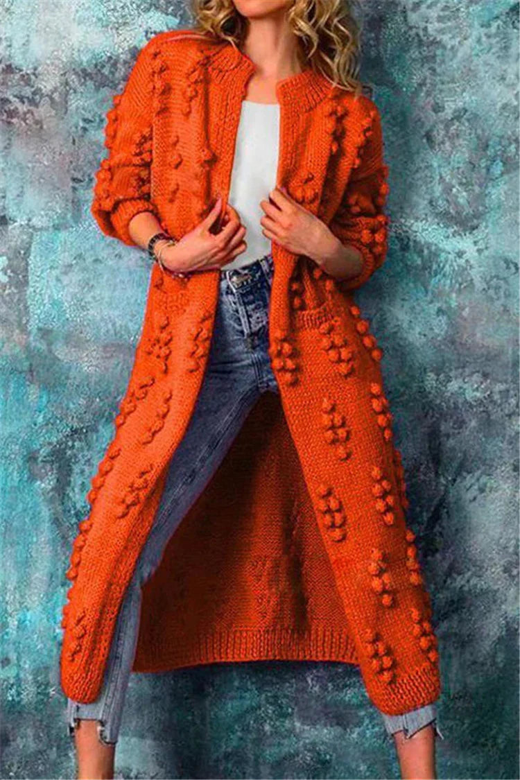 Vanja | Kvinder Lang Strikket Bubble Cardigan