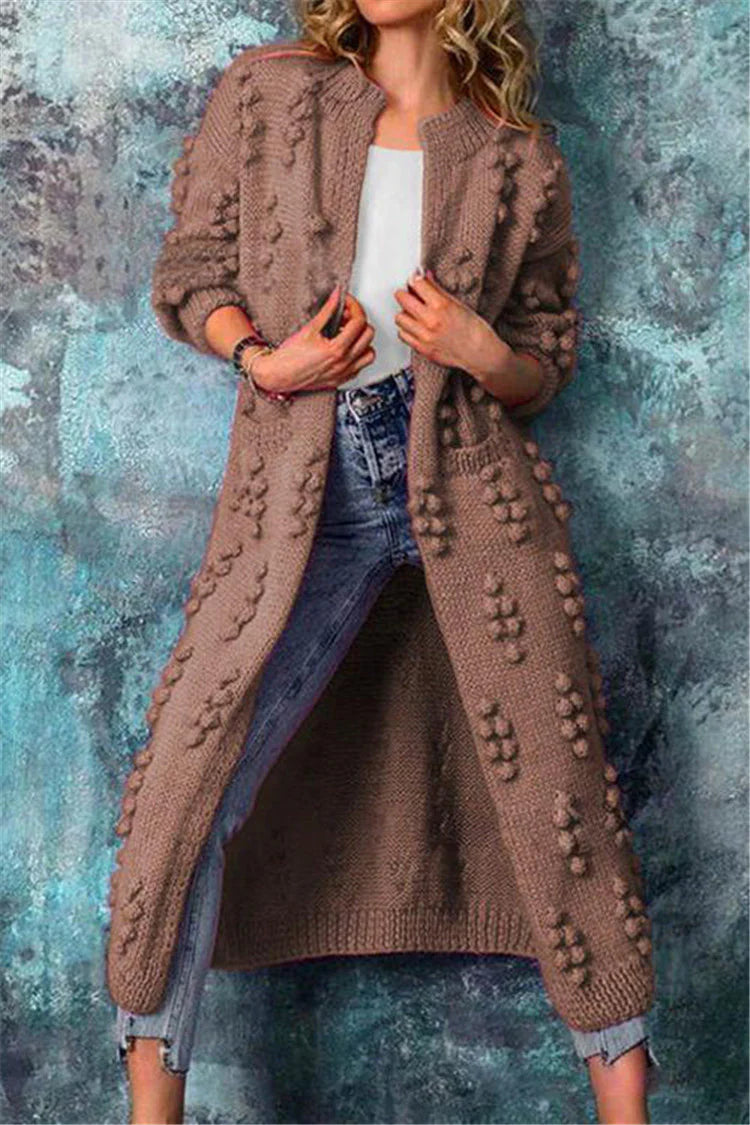 Vanja | Kvinder Lang Strikket Bubble Cardigan