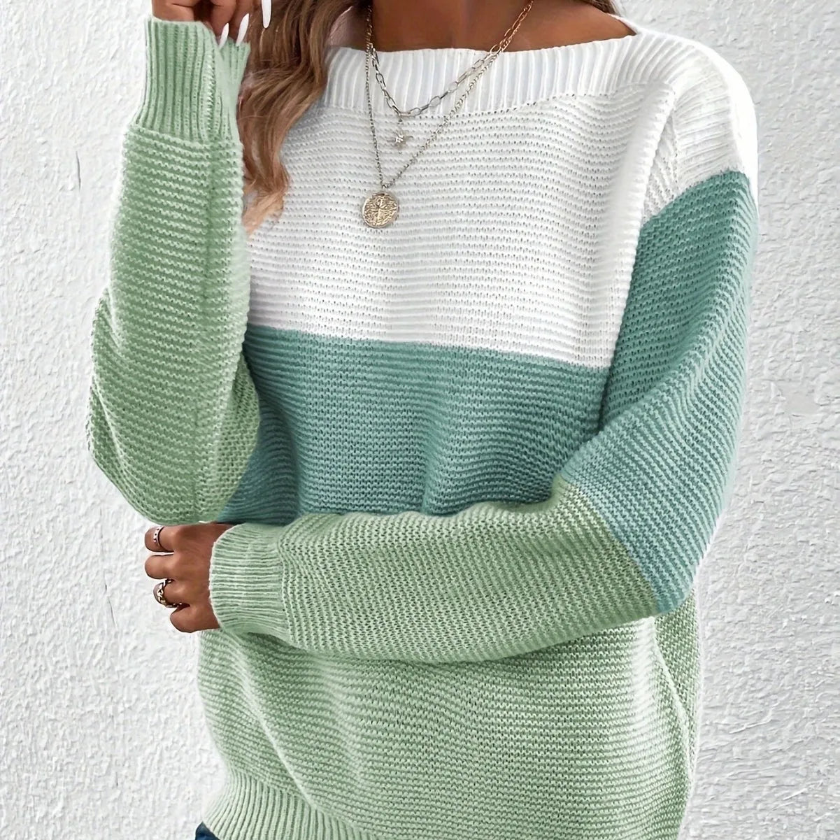 Midsommer | Elegant trøje med tri-color patchwork
