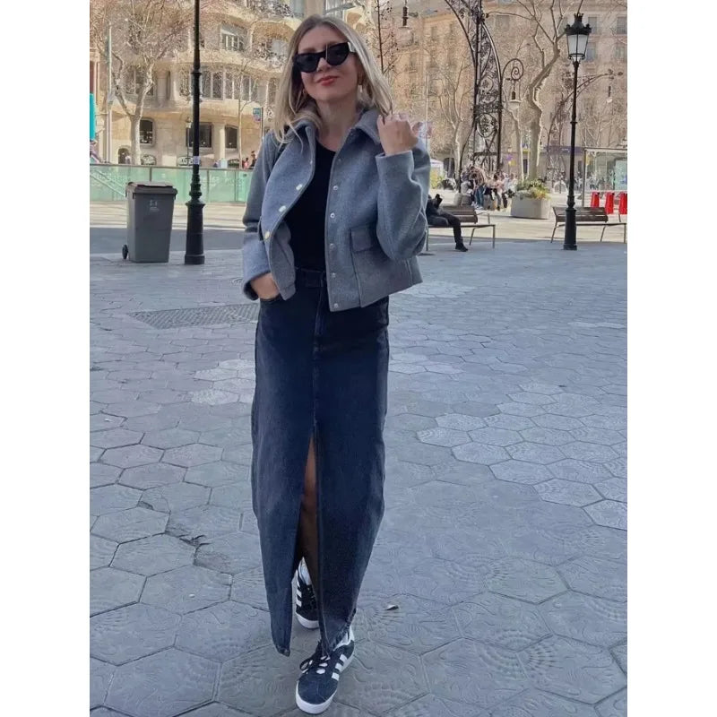 Jeanette | Kvinders Kort Casual Jakke med Knappelukning