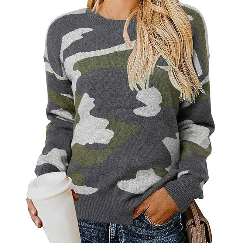 Lykke Fit™ | Trøje i camouflage med leopardmønster i strik