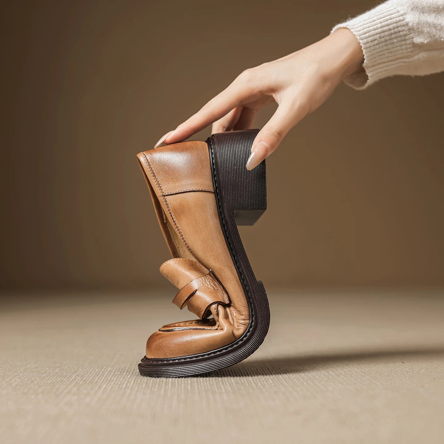 Cecily | Klassiske Dame Læder T-rem Sko