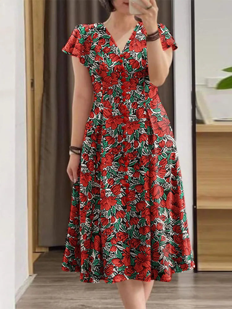 Lineke - Elegant sommerkjole med bohemeprint