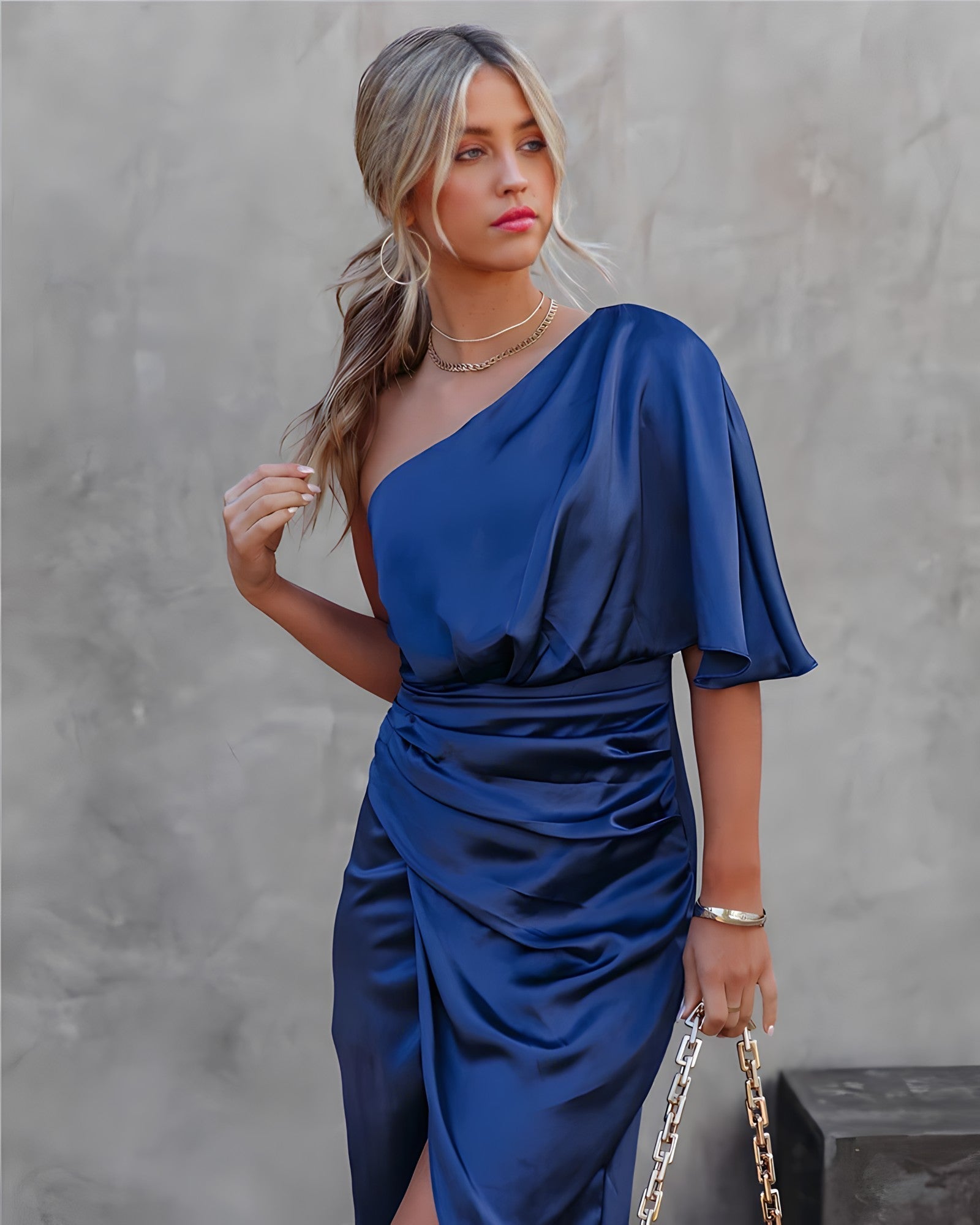 Kathrine | Dame One-Shoulder Cocktail Midi-Kjole