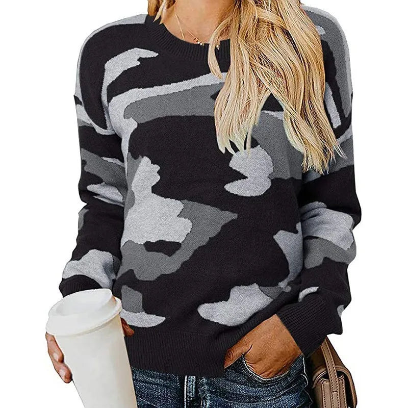 Lykke Fit™ | Trøje i camouflage med leopardmønster i strik