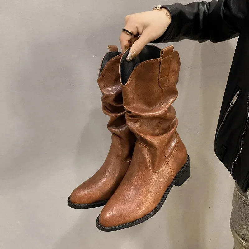 Vilma | Dame Læder Knæhøje Støvler med Hæle