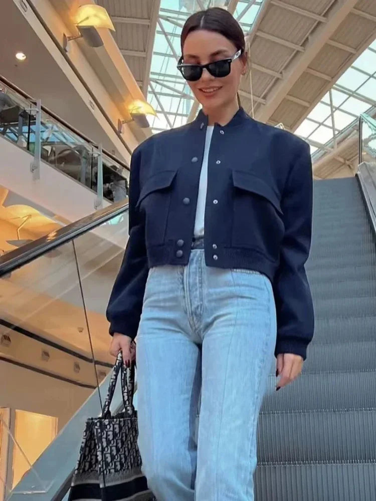 Johanne | Kvinders Kort Casual Jakke med Frontlomme