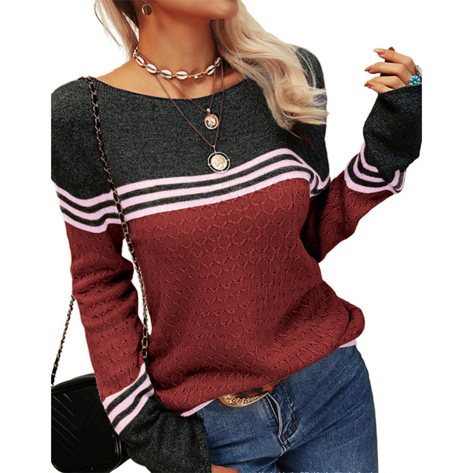 Vand | Casual Strikket T-shirt med Striber