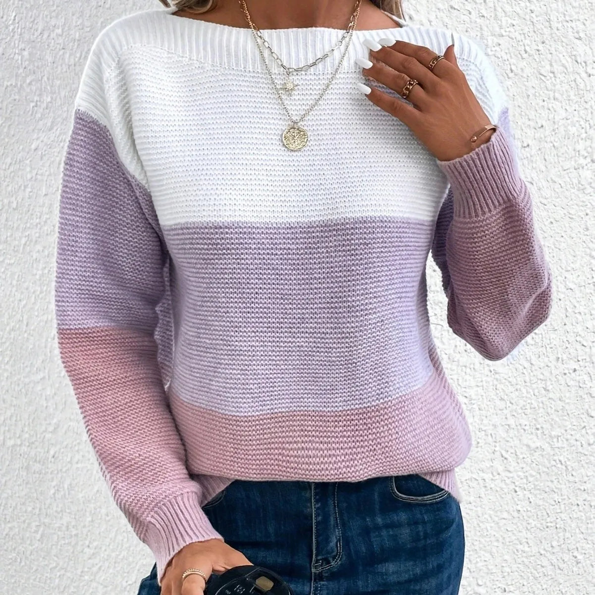 Midsommer | Elegant trøje med tri-color patchwork