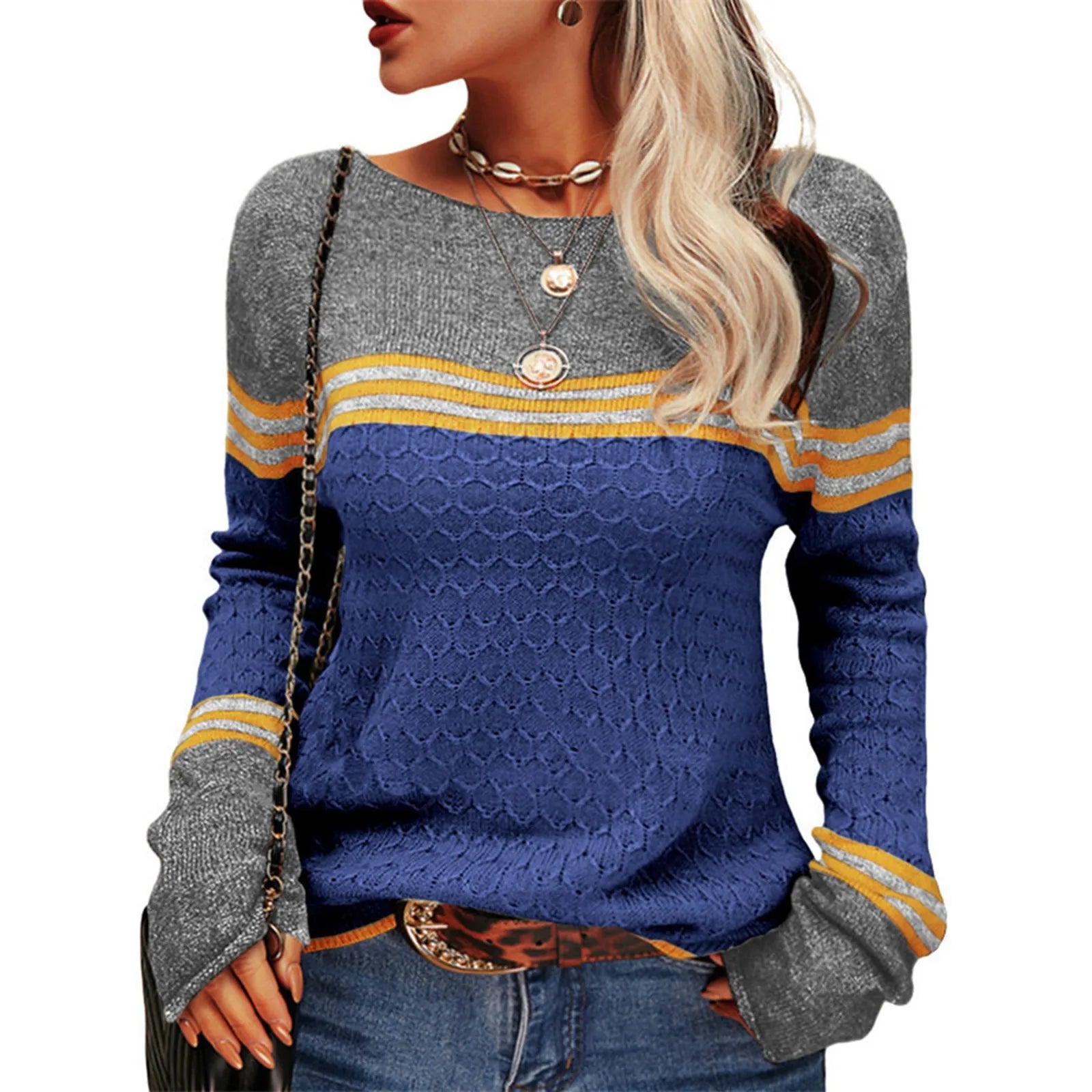 Vand | Casual Strikket T-shirt med Striber