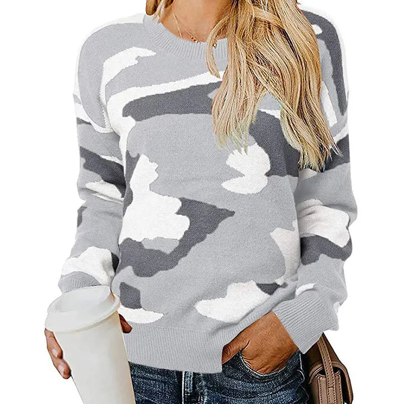 Lykke Fit™ | Trøje i camouflage med leopardmønster i strik