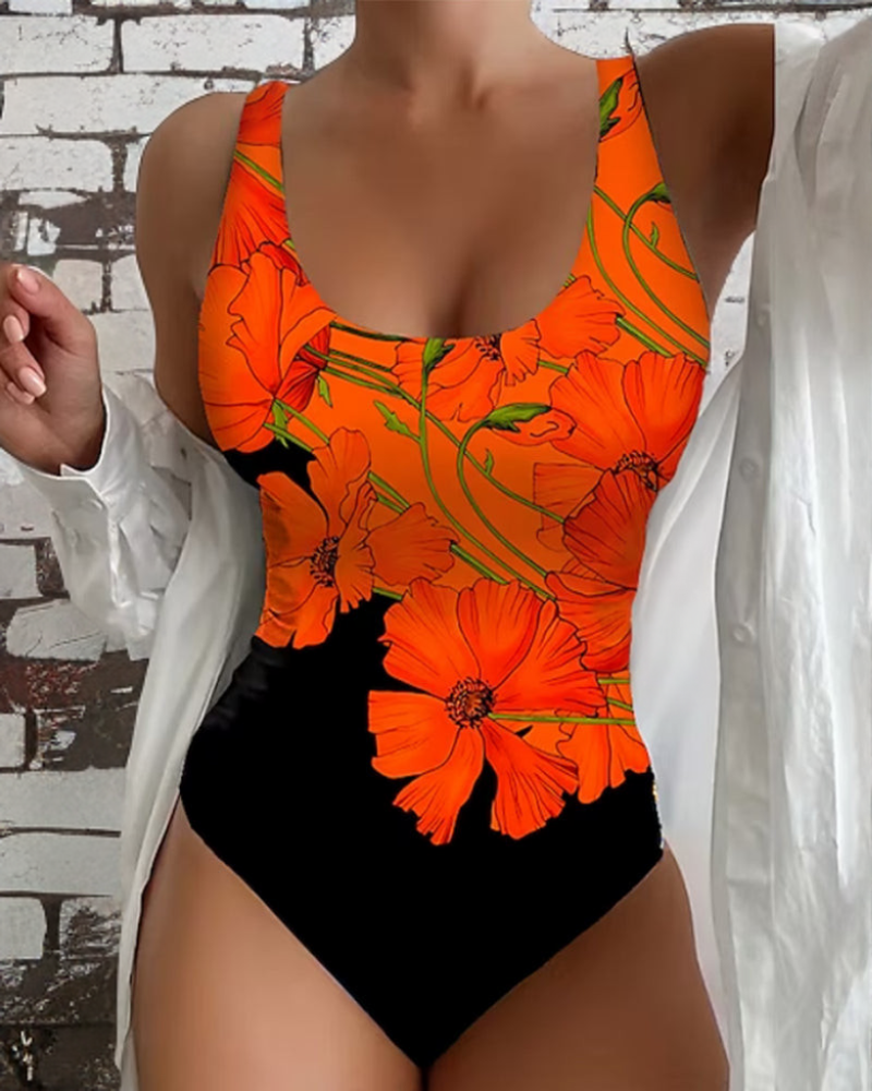 Lucyna - Elegant ét-stykke badedragt med blomsterdesign