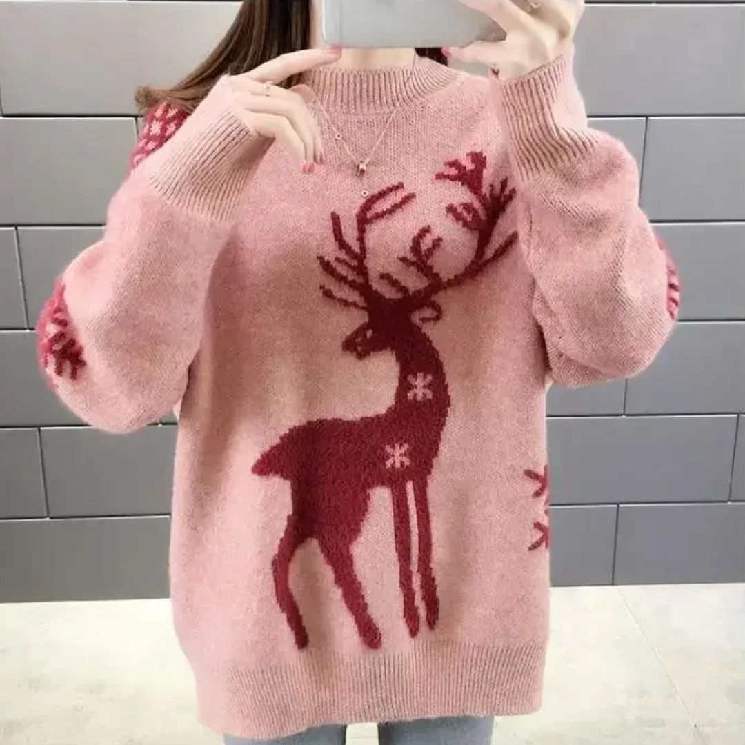 Bettina | Kvinders Vinter Reindeer Strikketrøje