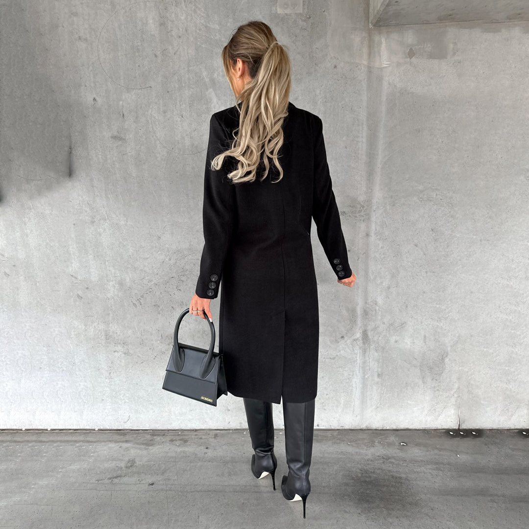 Yvonne | Kvinder Elegant Dobbelt Radet Lang Trenchcoat