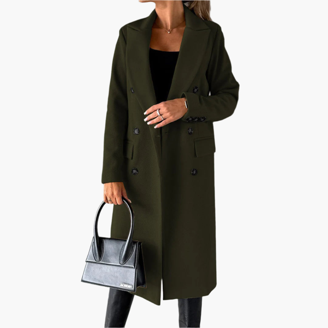 Yvonne | Kvinder Elegant Dobbelt Radet Lang Trenchcoat