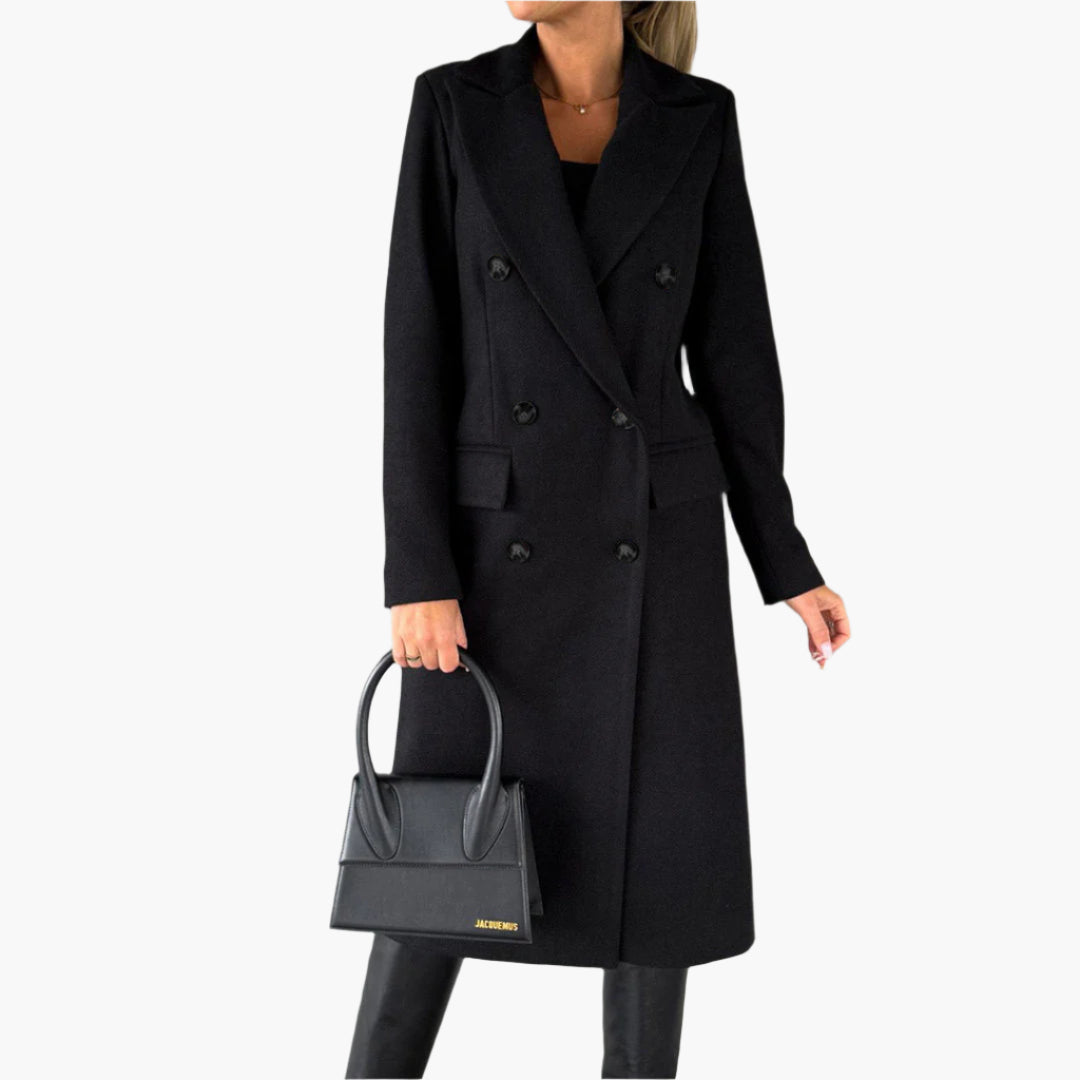 Yvonne | Kvinder Elegant Dobbelt Radet Lang Trenchcoat