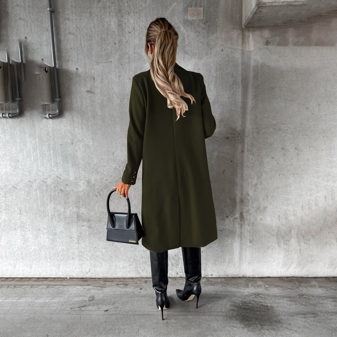 Yvonne | Kvinder Elegant Dobbelt Radet Lang Trenchcoat