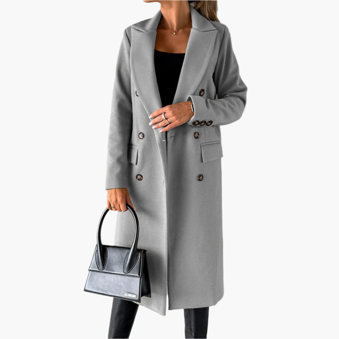 Yvonne | Kvinder Elegant Dobbelt Radet Lang Trenchcoat