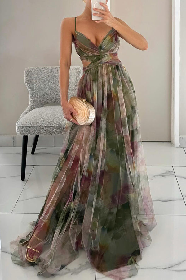 Frederika – Elegant Maxi Kjole med Romantisk Blomsterprint