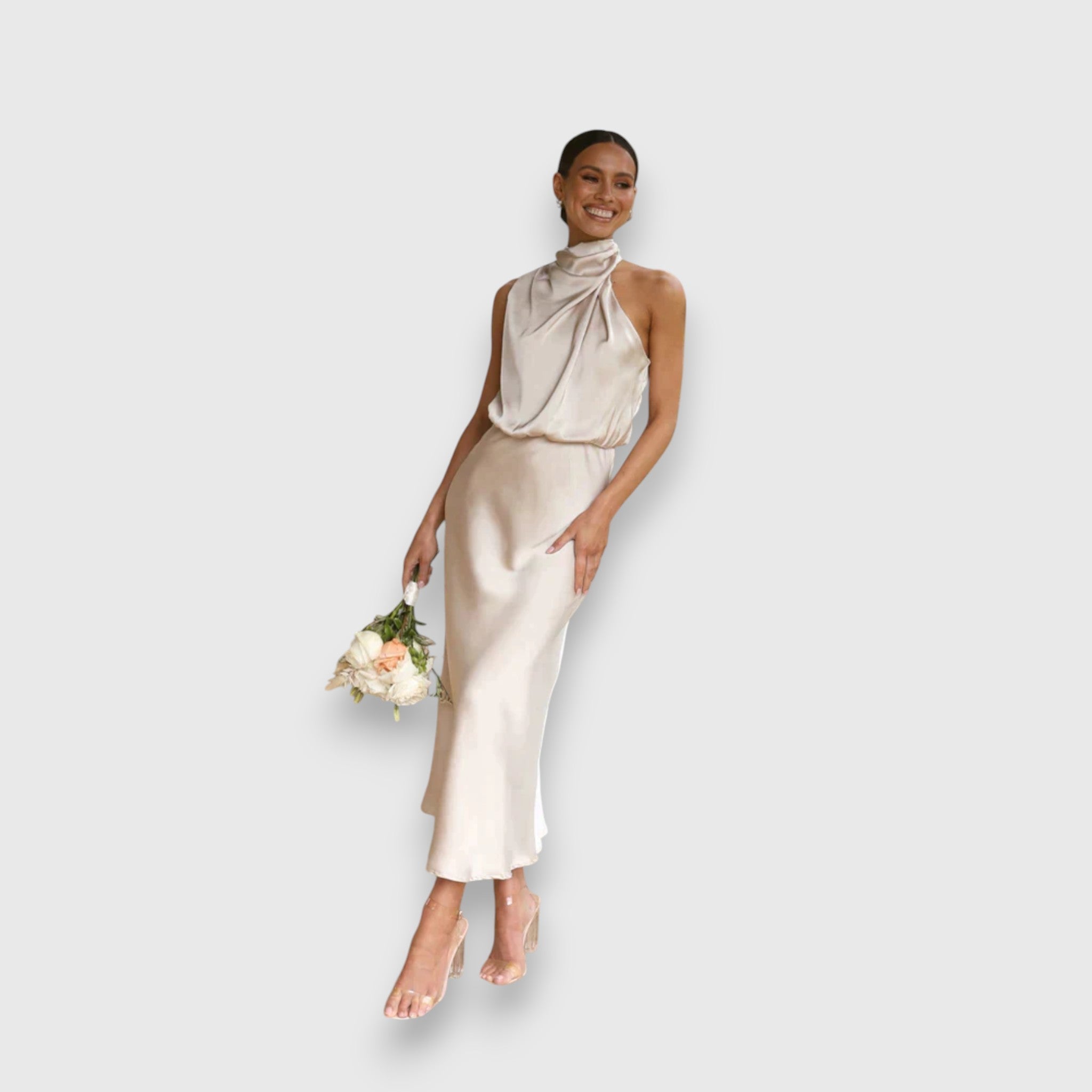 Louise – Klassisk Midi Kjole Med Feminint Twist