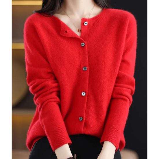 Alette | Dame Vinter Knappet Strikket Cardigan