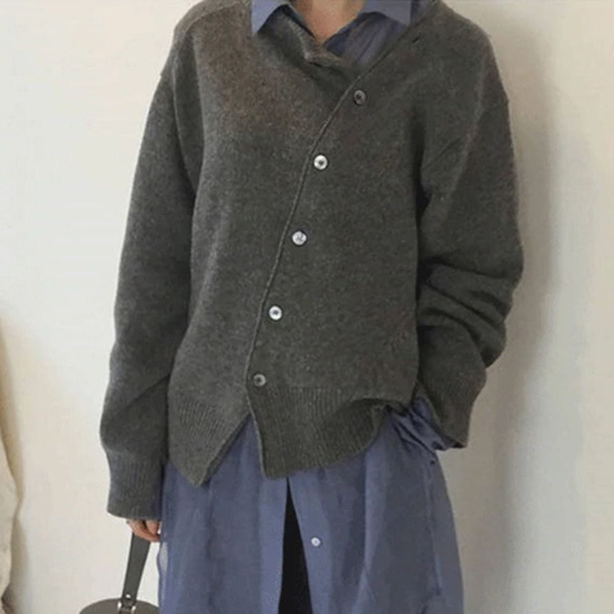 Caroline | Dame Vinterstrikpullover med Knap